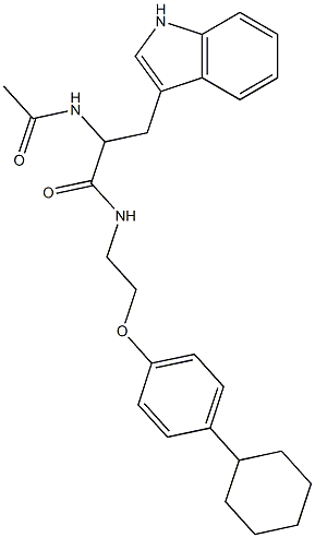 2-(acetylamino)-N-[2-(4-cyclohexylphenoxy)ethyl]-3-(1H-indol-3-yl)propanamide 化学構造式