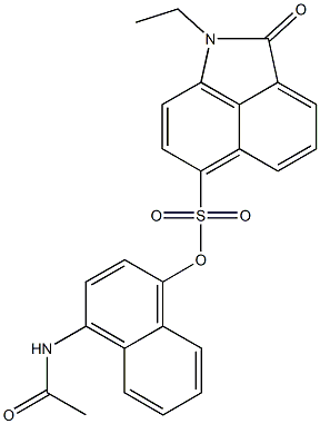 4-(acetylamino)-1-naphthyl 1-ethyl-2-oxo-1,2-dihydrobenzo[cd]indole-6-sulfonate Struktur