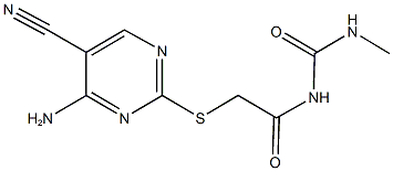 N-{[(4-amino-5-cyano-2-pyrimidinyl)sulfanyl]acetyl}-N'-methylurea Struktur