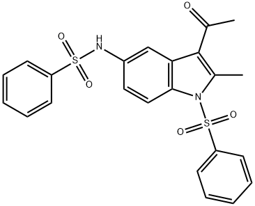 N-[3-acetyl-2-methyl-1-(phenylsulfonyl)-1H-indol-5-yl]benzenesulfonamide 结构式