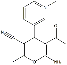 3-(3-acetyl-2-amino-5-cyano-6-methyl-4H-pyran-4-yl)-1-methylpyridinium 结构式