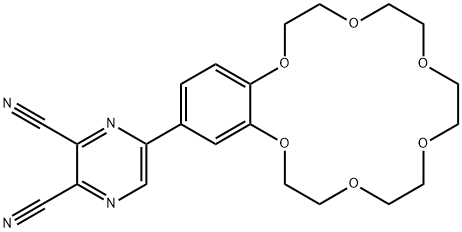 5-(2,3,5,6,8,9,11,12,14,15-decahydro-1,4,7,10,13,16-benzohexaoxacyclooctadecin-18-yl)-2,3-pyrazinedicarbonitrile Structure