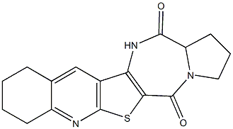 2,3,8,9,10,11-hexahydro-1H-pyrrolo[1'',2'':1',2'][1,4]diazepino[5',6':4,5]thieno[2,3-b]quinoline-5,14(13H,14aH)-dione 结构式