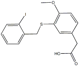 {3-[(2-iodobenzyl)sulfanyl]-4-methoxyphenyl}acetic acid 结构式
