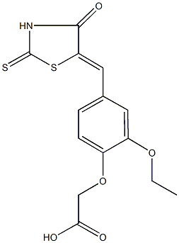 {2-ethoxy-4-[(4-oxo-2-thioxo-1,3-thiazolidin-5-ylidene)methyl]phenoxy}acetic acid,1055977-78-0,结构式