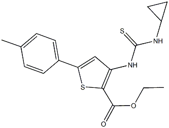 ethyl 3-{[(cyclopropylamino)carbothioyl]amino}-5-(4-methylphenyl)-2-thiophenecarboxylate Structure
