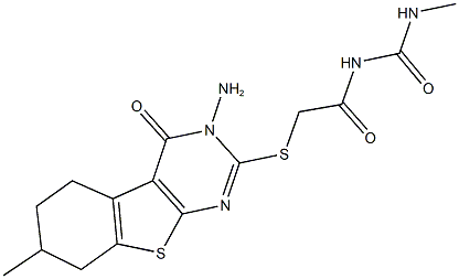 N-{[(3-amino-7-methyl-4-oxo-3,4,5,6,7,8-hexahydro[1]benzothieno[2,3-d]pyrimidin-2-yl)sulfanyl]acetyl}-N'-methylurea 结构式