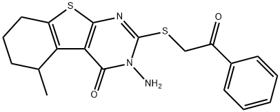 3-amino-5-methyl-2-[(2-oxo-2-phenylethyl)sulfanyl]-5,6,7,8-tetrahydro[1]benzothieno[2,3-d]pyrimidin-4(3H)-one,1065099-09-3,结构式