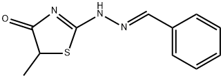 benzaldehyde (5-methyl-4-oxo-1,3-thiazolidin-2-ylidene)hydrazone 化学構造式