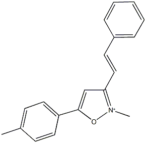 2-methyl-5-(4-methylphenyl)-3-(2-phenylvinyl)isoxazol-2-ium Struktur