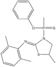 O-phenyl 2-[(2,6-dimethylphenyl)imino]-5-methyl-1,3-thiazolidin-3-yl(methyl)phosphinothioate 结构式