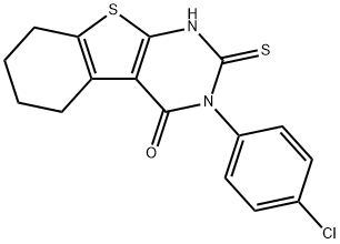 3-(4-氯苯基)-2-硫烷基-5,6,7,8-四氢[1]苯并噻吩并[2,3-D]嘧啶-4(3H)-酮,111423-08-6,结构式