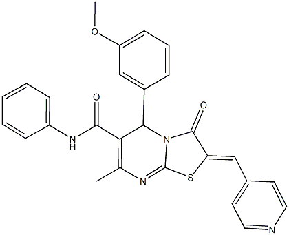 1114322-97-2 5-(3-methoxyphenyl)-7-methyl-3-oxo-N-phenyl-2-(4-pyridinylmethylene)-2,3-dihydro-5H-[1,3]thiazolo[3,2-a]pyrimidine-6-carboxamide