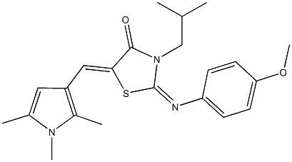 3-isobutyl-2-[(4-methoxyphenyl)imino]-5-[(1,2,5-trimethyl-1H-pyrrol-3-yl)methylene]-1,3-thiazolidin-4-one Struktur