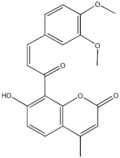 8-[3-(3,4-dimethoxyphenyl)acryloyl]-7-hydroxy-4-methyl-2H-chromen-2-one Structure