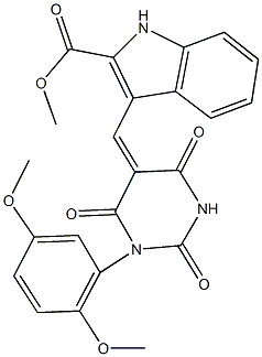 methyl 3-[(1-(2,5-dimethoxyphenyl)-2,4,6-trioxotetrahydro-5(2H)-pyrimidinylidene)methyl]-1H-indole-2-carboxylate Structure
