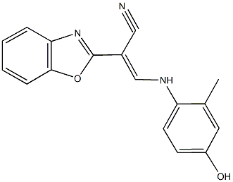 2-(1,3-benzoxazol-2-yl)-3-(4-hydroxy-2-methylanilino)acrylonitrile,1164466-83-4,结构式