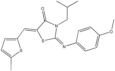 3-isobutyl-2-[(4-methoxyphenyl)imino]-5-[(5-methyl-2-thienyl)methylene]-1,3-thiazolidin-4-one Struktur