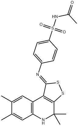 N-acetyl-4-[(4,4,7,8-tetramethyl-4,5-dihydro-1H-[1,2]dithiolo[3,4-c]quinolin-1-ylidene)amino]benzenesulfonamide Struktur