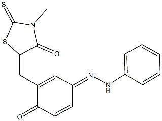 2-[(3-methyl-4-oxo-2-thioxo-1,3-thiazolidin-5-ylidene)methyl]benzo-1,4-quinone 4-(phenylhydrazone) Struktur