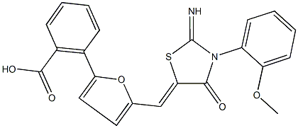 2-(5-{[2-imino-3-(2-methoxyphenyl)-4-oxo-1,3-thiazolidin-5-ylidene]methyl}-2-furyl)benzoic acid Struktur