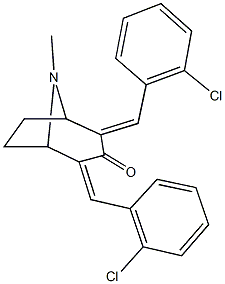 2,4-bis(2-chlorobenzylidene)-8-methyl-8-azabicyclo[3.2.1]octan-3-one Structure