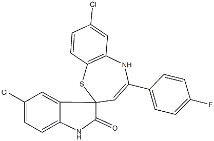 1175255-59-0 5',7-dichloro-4-(4-fluorophenyl)-1',2,3',5-tetrahydrospiro([1,5]benzothiazepine-2,3'-[2'H]-indole)-2'-one