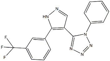 1-phenyl-5-{5-[3-(trifluoromethyl)phenyl]-1H-pyrazol-4-yl}-1H-tetraazole Struktur
