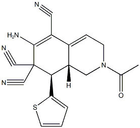 2-acetyl-6-amino-8-(2-thienyl)-2,3,8,8a-tetrahydro-5,7,7(1H)-isoquinolinetricarbonitrile Struktur