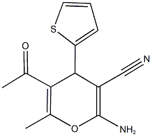 5-acetyl-2-amino-6-methyl-4-(2-thienyl)-4H-pyran-3-carbonitrile Structure