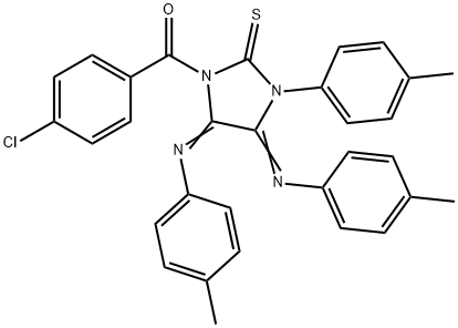 1-(4-chlorobenzoyl)-3-(4-methylphenyl)-4,5-bis[(4-methylphenyl)imino]imidazolidine-2-thione Structure