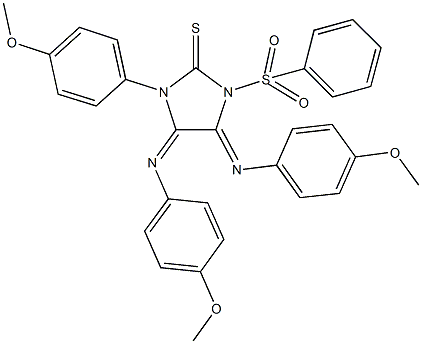1-(4-methoxyphenyl)-4,5-bis[(4-methoxyphenyl)imino]-3-(phenylsulfonyl)imidazolidine-2-thione Structure