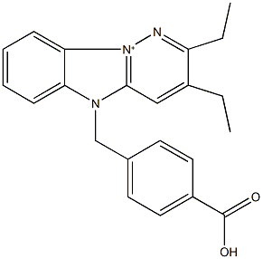 5-(4-carboxybenzyl)-2,3-diethyl-5H-pyridazino[1,6-a]benzimidazol-10-ium 结构式