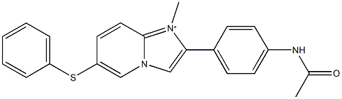 2-[4-(acetylamino)phenyl]-1-methyl-6-(phenylsulfanyl)imidazo[1,2-a]pyridin-1-ium Struktur