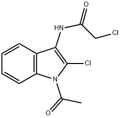 N-(1-acetyl-2-chloro-1H-indol-3-yl)-2-chloroacetamide Struktur