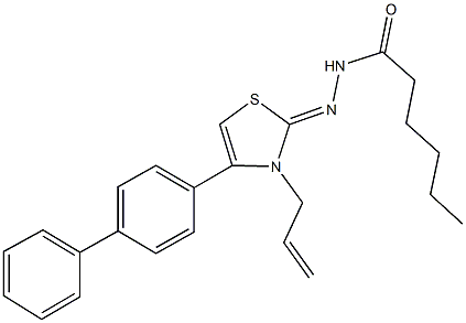 N'-(3-allyl-4-[1,1'-biphenyl]-4-yl-1,3-thiazol-2(3H)-ylidene)hexanohydrazide Struktur