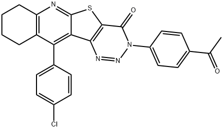 3-(4-acetylphenyl)-11-(4-chlorophenyl)-7,8,9,10-tetrahydro[1,2,3]triazino[4',5':4,5]thieno[2,3-b]quinolin-4(3H)-one,135747-52-3,结构式