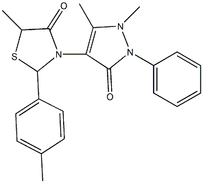 3-(1,5-dimethyl-3-oxo-2-phenyl-2,3-dihydro-1H-pyrazol-4-yl)-5-methyl-2-(4-methylphenyl)-1,3-thiazolidin-4-one Struktur