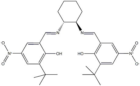 2-tert-butyl-6-({[2-({3-tert-butyl-2-hydroxy-5-nitrobenzylidene}amino)cyclohexyl]imino}methyl)-4-nitrophenol Struktur