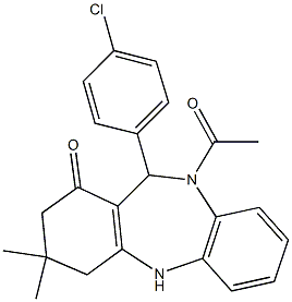 10-acetyl-11-(4-chlorophenyl)-3,3-dimethyl-2,3,4,5,10,11-hexahydro-1H-dibenzo[b,e][1,4]diazepin-1-one|