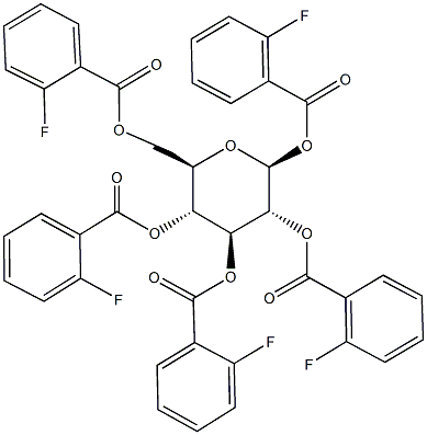 1,2,3,4,6-pentakis-O-(2-fluorobenzoyl)hexopyranose Struktur