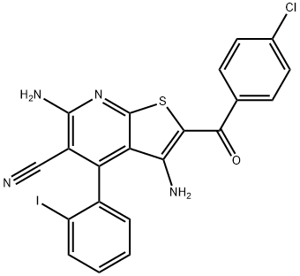 3,6-diamino-2-(4-chlorobenzoyl)-4-(2-iodophenyl)thieno[2,3-b]pyridine-5-carbonitrile Structure