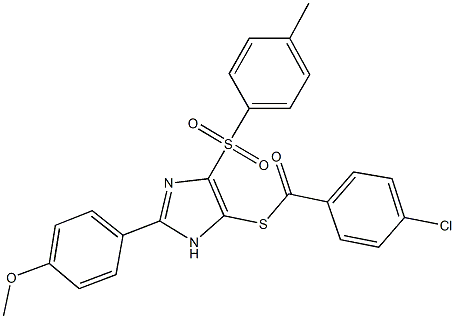 S-{2-(4-methoxyphenyl)-4-[(4-methylphenyl)sulfonyl]-1H-imidazol-5-yl} 4-chlorobenzenecarbothioate Struktur