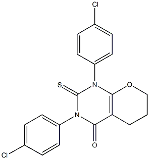 1,3-bis(4-chlorophenyl)-2-thioxo-1,2,3,5,6,7-hexahydro-4H-pyrano[2,3-d]pyrimidin-4-one Structure