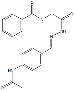 N-(2-{2-[4-(acetylamino)benzylidene]hydrazino}-2-oxoethyl)benzamide Structure