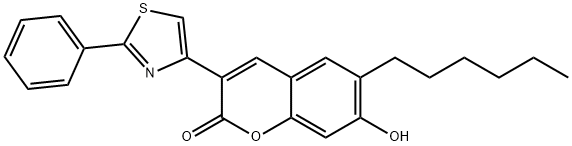 6-hexyl-7-hydroxy-3-(2-phenyl-1,3-thiazol-4-yl)-2H-chromen-2-one Structure