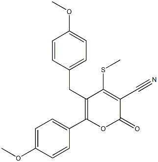 226075-03-2 5-(4-methoxybenzyl)-6-(4-methoxyphenyl)-4-(methylsulfanyl)-2-oxo-2H-pyran-3-carbonitrile