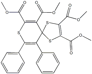 tetramethyl 9,10-diphenyl-1,4,8-trithiaspiro[4.5]deca-2,6,9-triene-2,3,6,7-tetracarboxylate,22808-20-4,结构式