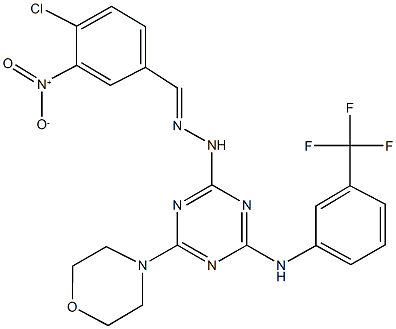 4-chloro-3-nitrobenzaldehyde {4-(4-morpholinyl)-6-[3-(trifluoromethyl)anilino]-1,3,5-triazin-2-yl}hydrazone Structure