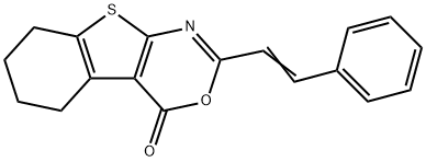 2-(2-phenylvinyl)-5,6,7,8-tetrahydro-4H-[1]benzothieno[2,3-d][1,3]oxazin-4-one Struktur